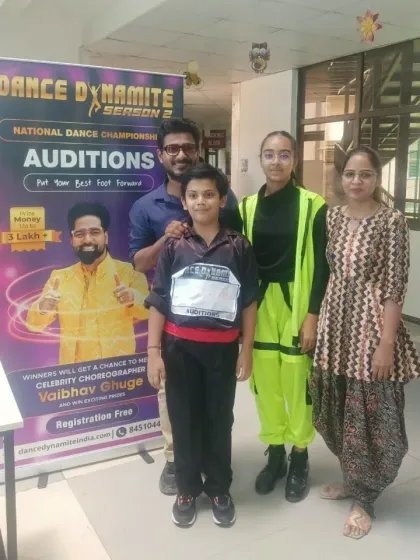 With my students at the auditions for the 'Dance Dynamite' National Dance Championship. We encourage and prepare our students for competitive platforms.