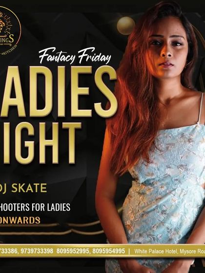 Another "Fantasy Friday Ladies Night" poster, highlighting the popular weekly event.