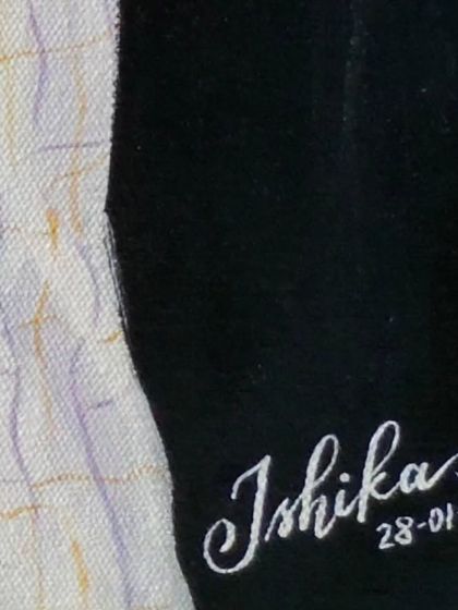 The final touch. Signing my name and the date on my first portrait of my grandparents in 2022.