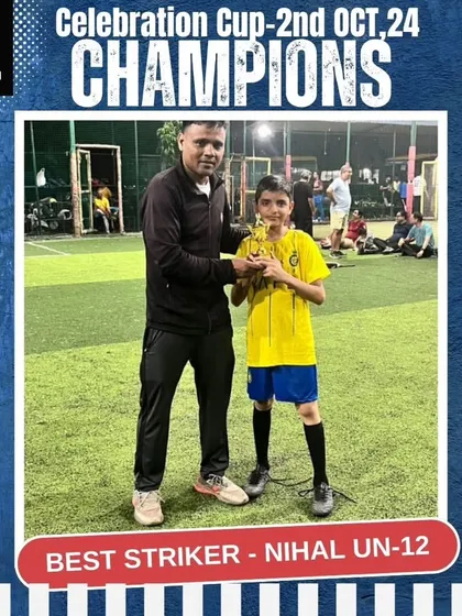 Nihal, our Under-12 forward, recognized as the Best Striker of the tournament for his goal-scoring prowess.
