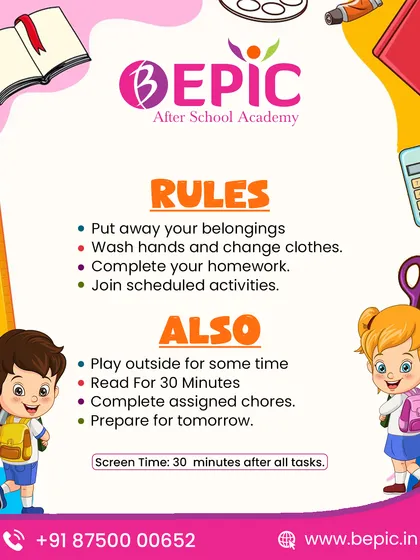 Structure and routine are important for a child's development. We encourage a balanced approach that includes completing homework, participating in activities, and enjoying playtime.