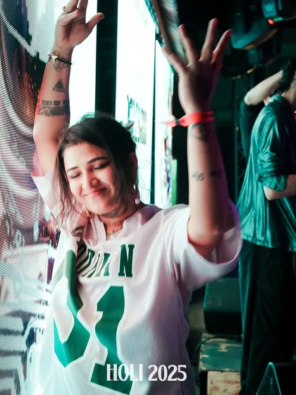 A candid moment of me dancing and enjoying the music along with the crowd.
