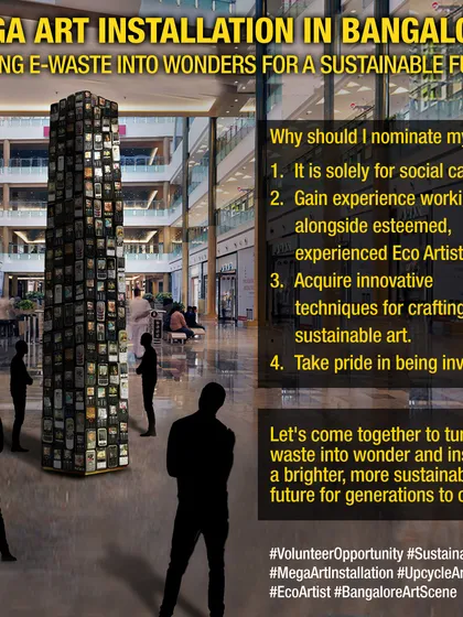 A call for volunteers to join me in creating a mega art installation, an opportunity to learn innovative techniques and be part of a social cause.