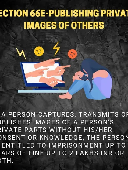 This post explains Section 66E of the IT Act. Publishing or sharing someone's private images without their consent is a serious crime with penalties including imprisonment and a significant fine. Know your rights against this violation of privacy.