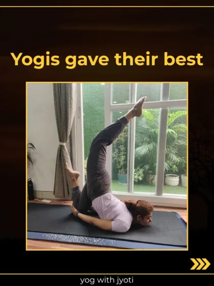 A student gives their best in a challenging inversion, embodying the spirit of practice and progress.