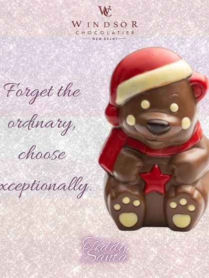 This adorable 'Teddy Santa' combines the charm of a teddy bear with a festive Santa hat and scarf, holding a bright red star.