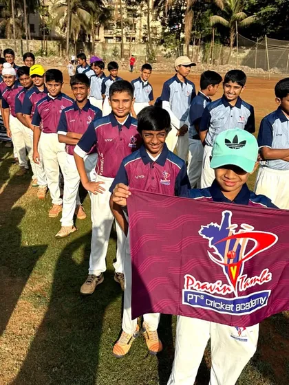 The U-12 Maroon Team, another competitive squad in our junior cricket league, posing before their first match.