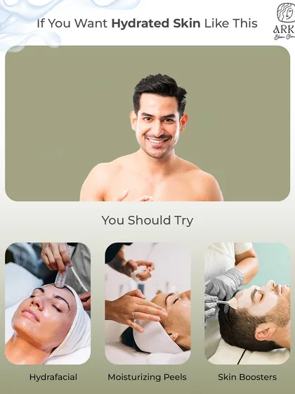 For deeply hydrated and refreshed skin, I often recommend treatments like the HydraFacial, moisturizing peels, or skin boosters. These are great options for both men and women looking to combat dryness and achieve a healthy glow.