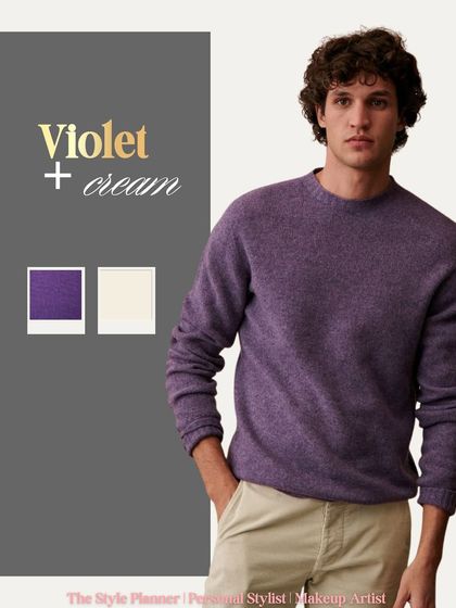 For a bolder choice, try pairing violet and cream. The softness of the cream balances the vibrancy of the violet, creating a look that is both confident and stylish.