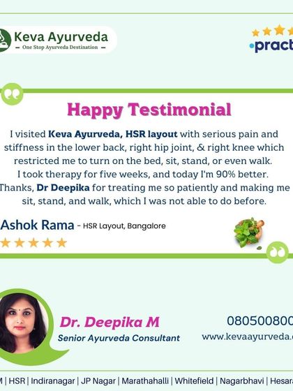 After five weeks of therapy with Dr. Deepika for severe pain and stiffness, this patient is now 90% better. Their story is a testament to our patient and thorough approach to restoring mobility and function.