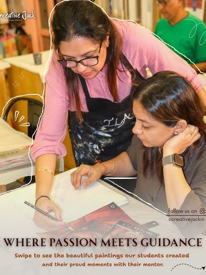 I'm providing one-on-one guidance to a student during a drawing session. This is where passion meets guidance, and artists grow.