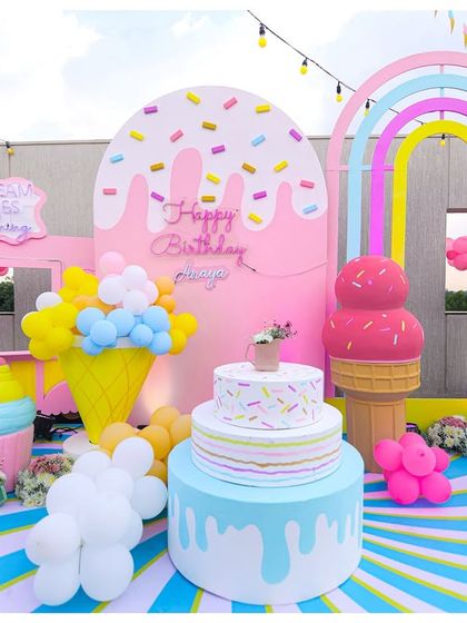 Another angle of the main decor area, showing the thoughtful arrangement of large props to create a visually balanced and exciting photo zone.