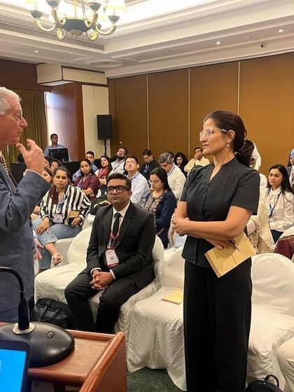 A moment of active discussion and learning at a recent dermatology conference. Engaging with experts in the field helps us stay at the forefront of skincare innovation.