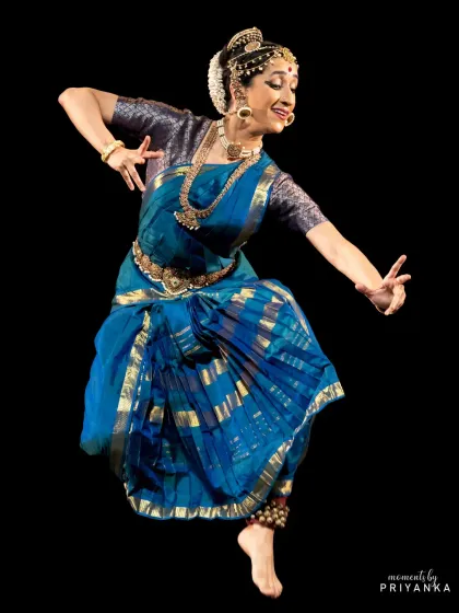 The sheer joy of Kuchipudi is in its blend of grace and power. This is a moment of flight from my recital at the Nishagandhi Dance Festival, capturing the dynamic energy that makes this art form so vibrant and alive.