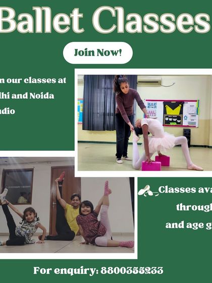 Sign up for our ballet classes in Delhi and Noida. We have programs available for various levels and age groups, focusing on technique and flexibility.