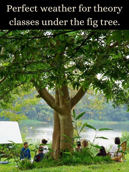 There's nothing quite like a theory class under the shade of a fig tree by the river. We take learning outdoors whenever possible to keep our connection with nature at the heart of our practice.