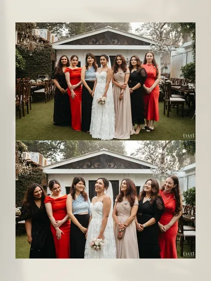 The bride with her beautiful bridesmaids. We capture the formal poses and the candid laughter that they share on this special day.