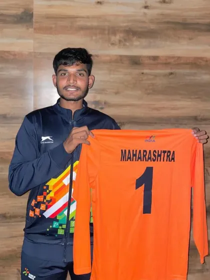 Our player Shawn proudly holding the Maharashtra jersey. Representing the state is an honor earned through years of hard work and commitment.