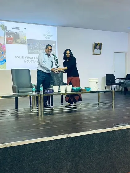 Receiving a token of appreciation after my session at MS Ramaiah college. It's always a pleasure to share my knowledge with educational institutions.