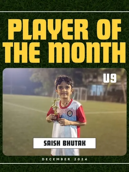 Saish Bhutak, the U9 Player of the Month for December 2024.