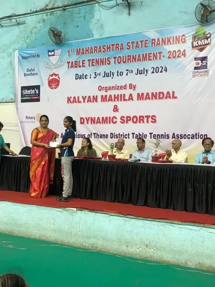 Sara Ramaiya receiving her award for reaching the semi-finals in the U-13 Girls category at the 1st State Ranking Tournament. We focus on nurturing talent from a very young age.