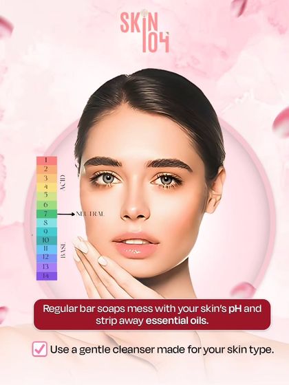 This graphic explains why bar soaps are bad for your face. They often have a high pH that messes with your skin's natural acidity, stripping away essential oils. Always use a gentle cleanser made for your skin type.