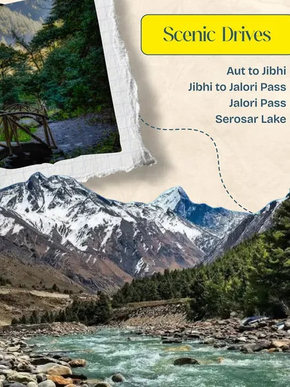 Jibhi Travel Guide: Scenic Drives. Explore the beautiful routes from Aut to Jibhi and the stunning Jalori Pass leading to Serosar Lake.