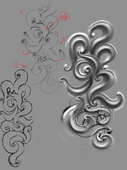 This shows my process for creating a custom skateboard deck, from the initial pencil sketch to the final 3D-rendered digital design. I used an experimental Devnagri lettering style to give it a unique, flowing look.