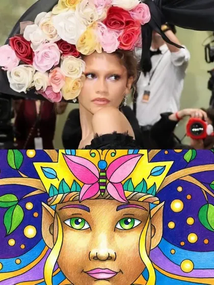 Art inspires fashion, and fashion inspires art. Zendaya's floral Met Gala look reminds us of the fantasy portraits from our curriculum, where nature and characters merge.