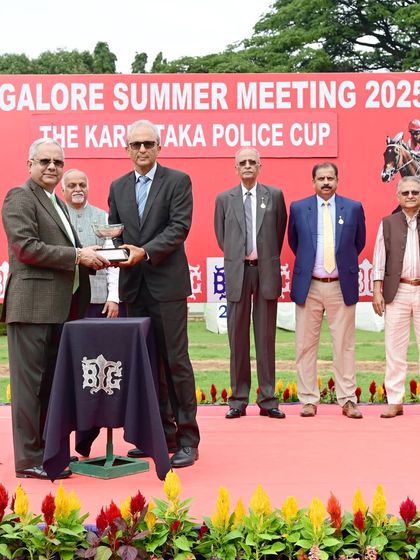The Karnataka Police Cup presentation. Sponsoring this cup is a way to show support for and align with the state's law enforcement agencies.