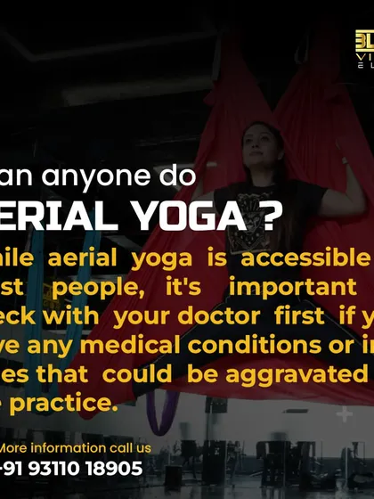 Can anyone do Aerial Yoga? It's accessible to most people, but we always recommend checking with a doctor if you have pre existing conditions or injuries.