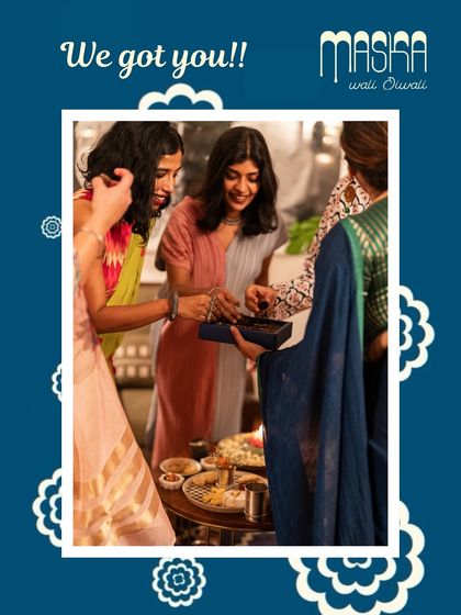 Our Diwali poster, assuring you that we've got all your last-minute gifting needs covered with our delicious and beautifully packaged collection.