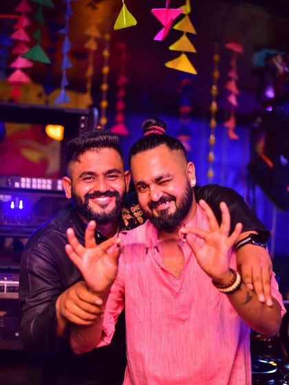 Posing with a friend at the Dandiya Night at Gillys 104.