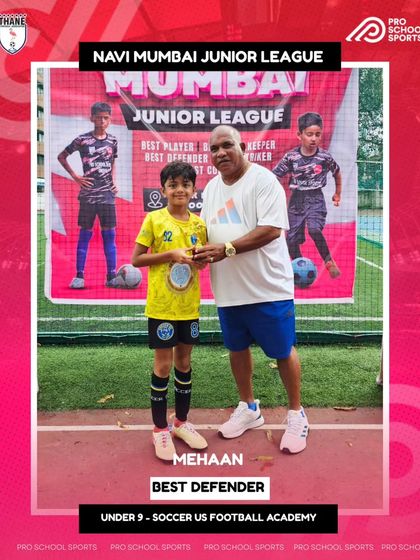 Well done to Mehaan from Soccer US Football Academy for earning the Best Defender award in the U9 league.