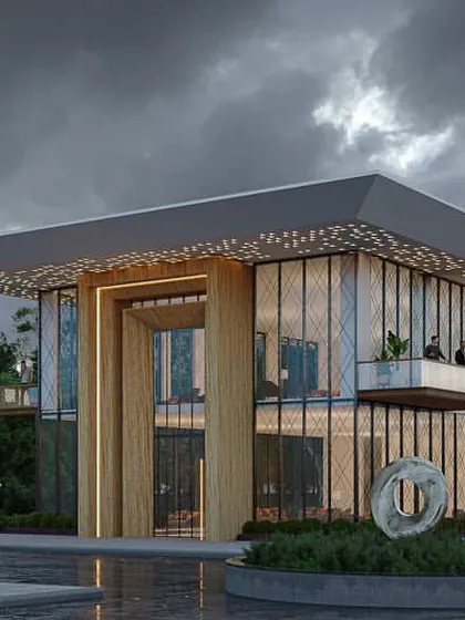A variation of the glass house concept, showing how the structure interacts with the surrounding environment under a dramatic sky. The design prioritizes views and an immersive nature experience.
