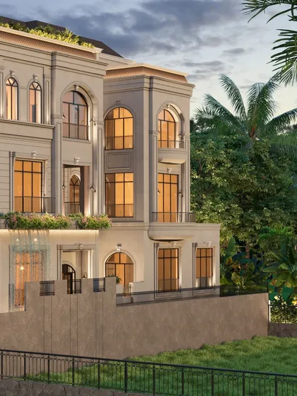 The facade of our upcoming Faridabad villa, which channels timeless elegance through a classically inspired design. The symmetry, grand proportions, and arched windows evoke a sense of permanence and heritage.