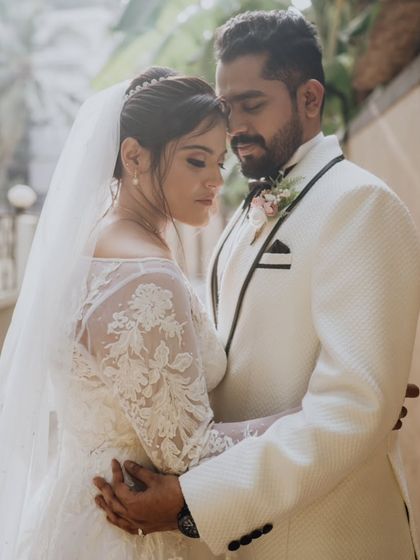 An intimate portrait of Jeffrey and Delilah after their Christian wedding ceremony. The quiet joy and peace in this moment is palpable.
