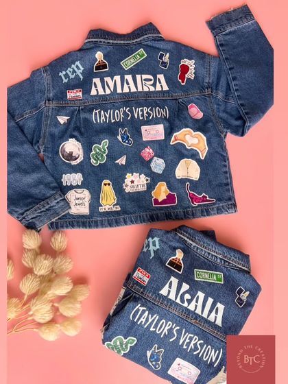 For the ultimate Swiftie, we created this 'Taylor's Version' personalised denim jacket, covered in patches inspired by her albums and eras.