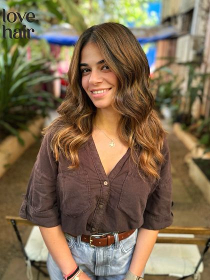 The happy client reveal of her 'molten lava' transformation. The warm, sunny colour looks absolutely incredible on her.