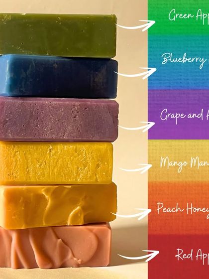 Our June collection is a rainbow of fruity scents. From Green Apple to Mango Mandarin, each soap is made with nourishing oils and butters, bringing a burst of summer fun to your shower routine.