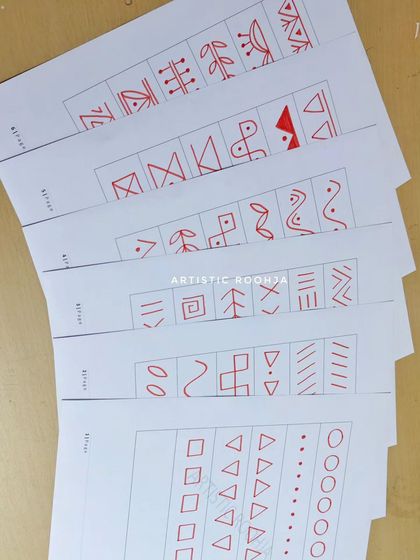 These practice sheets focus on the foundational geometric shapes and borders that are characteristic of Warli art. You'll get plenty of practice to build your muscle memory.