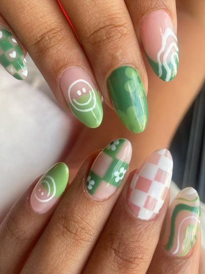 Another angle of this gorgeous green set. I love how the different patterns come together to create a cohesive yet unique look.