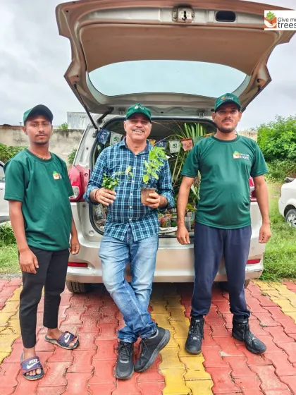 Our team proudly stands with a car full of collected seeds and saplings. These collection drives are a vital part of our process, allowing us to propagate native species sustainably.