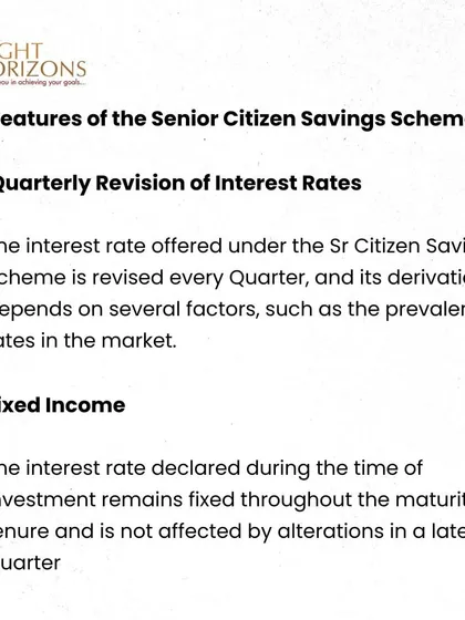 An excerpt from our Weekly Bulletin on the Senior Citizen Savings Scheme (SCSS). This section explains that the interest rate is revised quarterly but remains fixed for the investor throughout the maturity tenure.