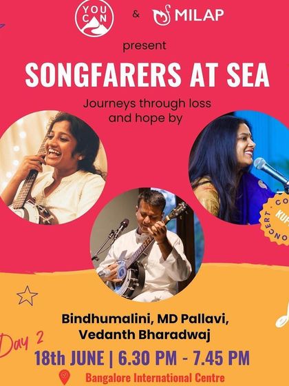 The poster for 'Songfarers at Sea', a new production about journeys through loss and hope, which premiered at a festival for climate action.