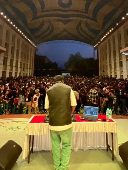 Facing a massive crowd of thousands at Christ University. I thrive on the energy of college fests, connecting with the audience to create a show that becomes the talk of the campus.