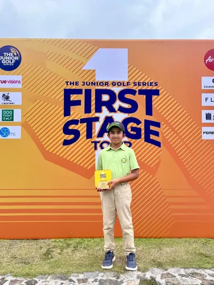 Vedaansh Jain celebrates his 1st Runner-up position at the Junior Golf Series First Stage Tour at Black Mountain Golf Club, Thailand.