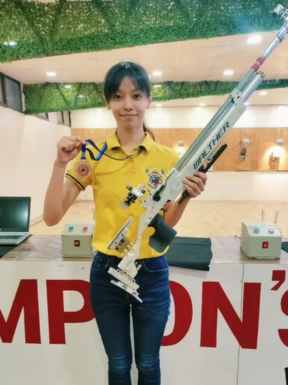 Meet Ankita Chanu, who clinched the bronze medal in the Peepsight Rifle Event at the MAGC State Level Competition. Her focus and skill are truly impressive.