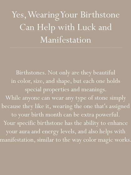 Yes, wearing your birthstone can help with luck and manifestation. This informational image explains how your specific birthstone can enhance your aura and energy levels.