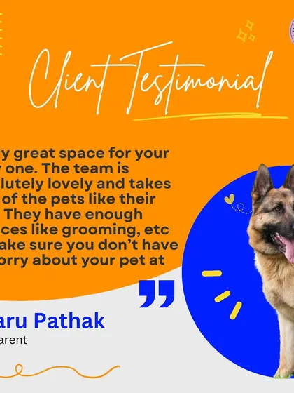 Nothing makes us happier than a glowing review from a pet parent. We're so glad Charu and her German Shepherd had a great experience with our services, including grooming. Your trust means the world to us.